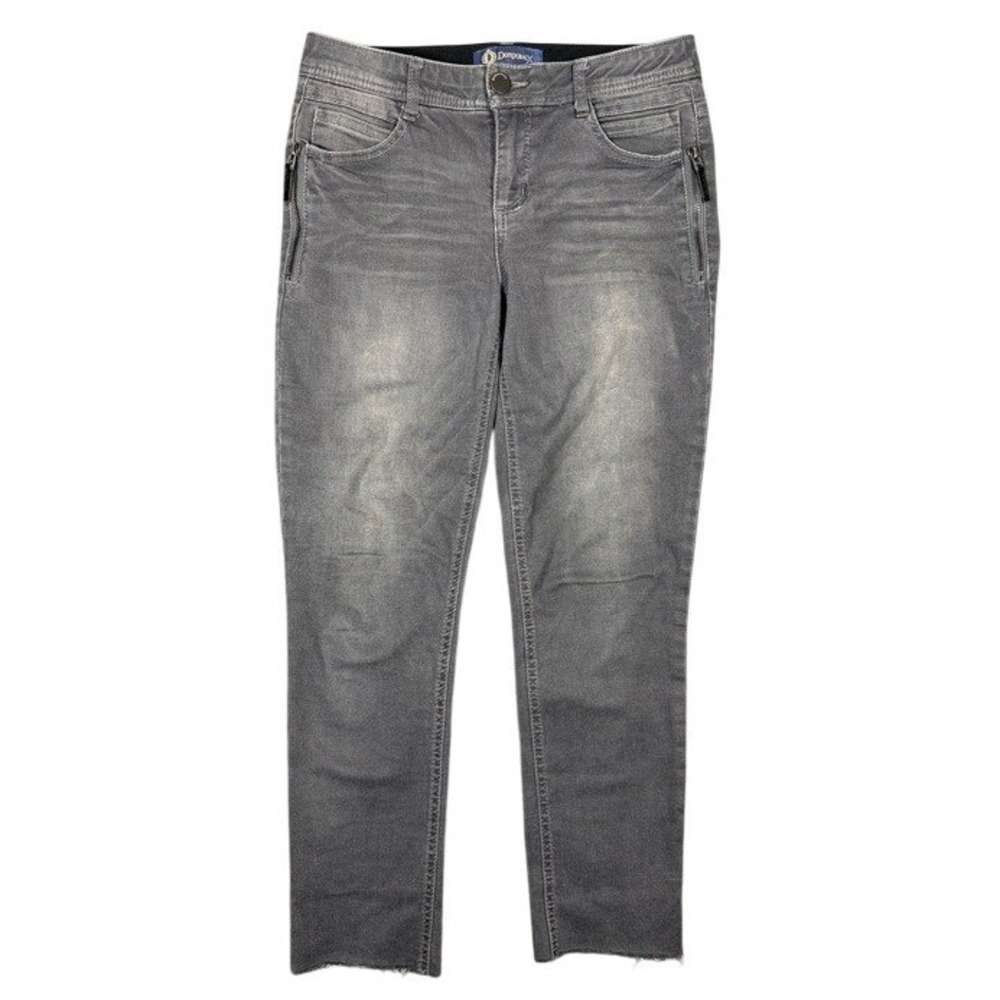Democracy Ab solution Grey Skinny Jeans Side Zippers Raw Hem B160MOZE Womens 4